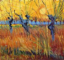 Pollard Willows and Setting Sun - Vincent van Gogh