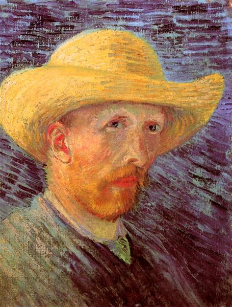 Автопортрет у солом'яному капелюсі, 1887 - Вінсент Ван Гог