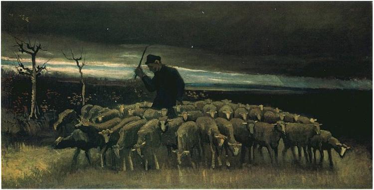 Shepherd with a Flock of Sheep, 1884 - 梵谷