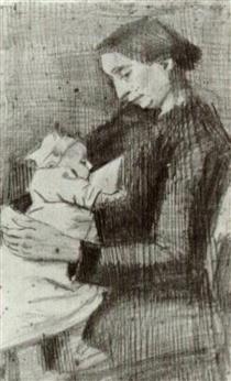 Sien Nursing Baby, Half-Figure - Вінсент Ван Гог