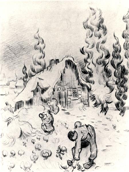 Snowy Landscape with Stooping Woman, c.1889 - Вінсент Ван Гог