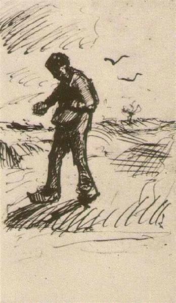 Sower Facing Left, c.1885 - Винсент Ван Гог