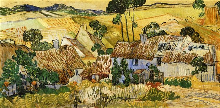 Thatched Houses against a Hill, 1890 - Vincent van Gogh