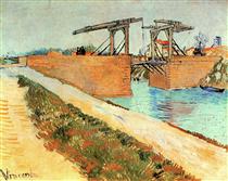 The Langlois Bridge at Arles with Road Alongside the Canal - Винсент Ван Гог