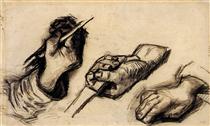 Three Hands, Two with Knives - Vincent van Gogh