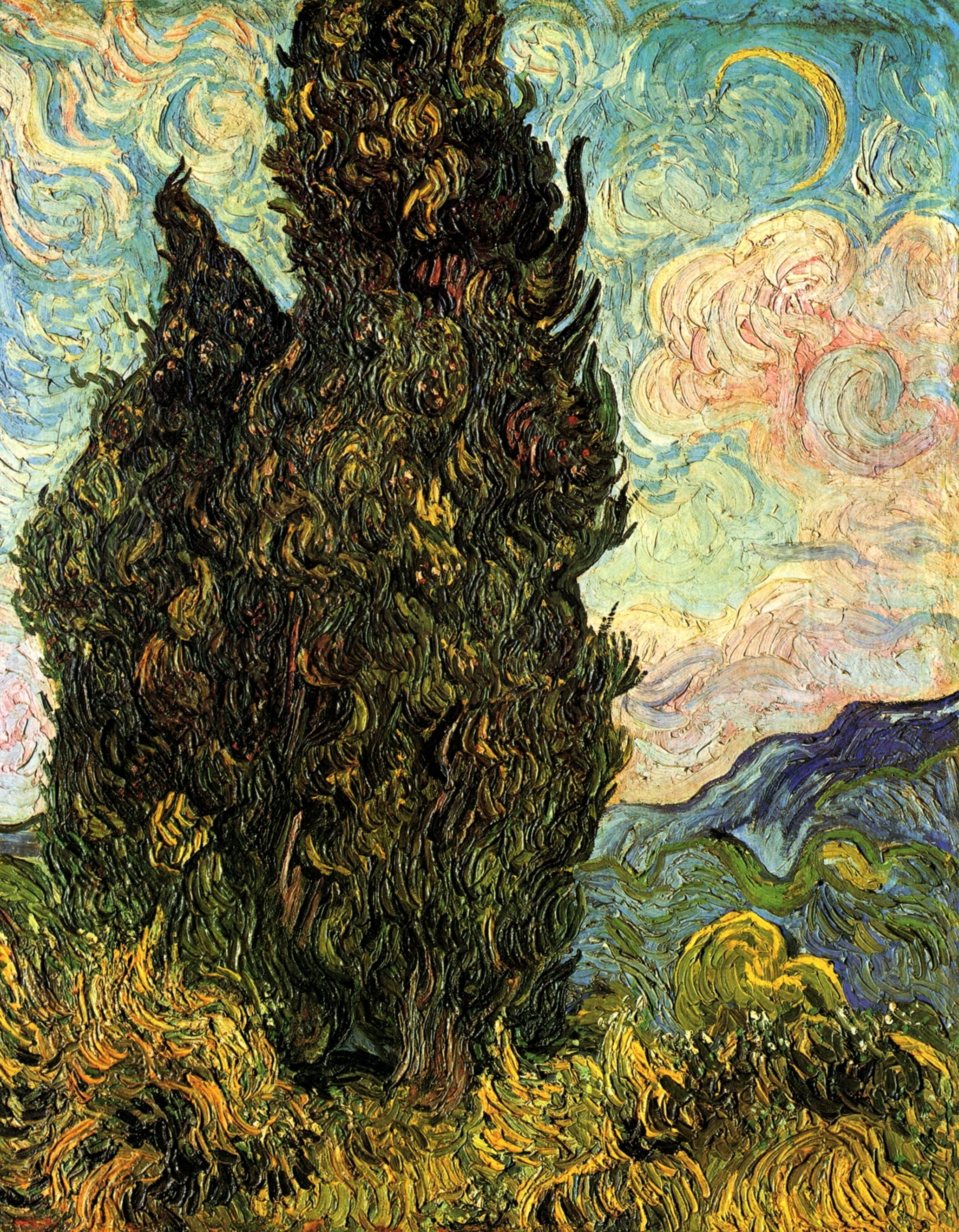 Two Cypresses 1889 Vincent van  Gogh  WikiArt org
