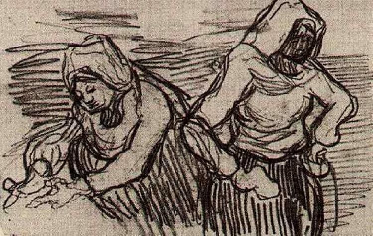 Two Women Working in the Field, 1890 - Vincent van Gogh
