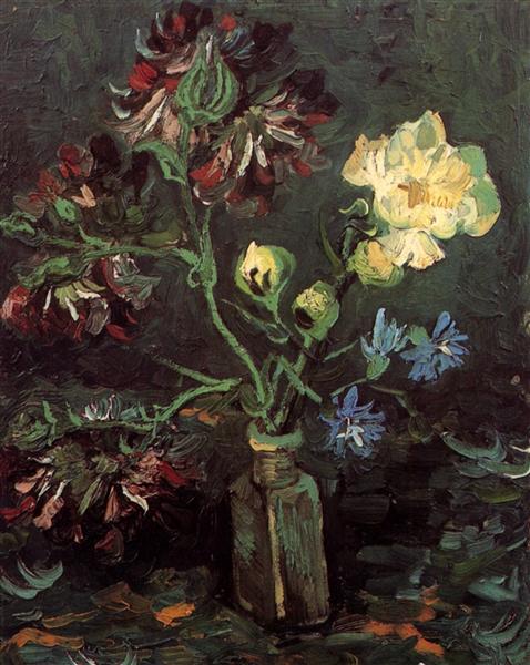 Vase with Myosotis and Peonies, 1886 - Винсент Ван Гог