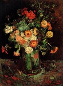 Vase with Zinnias and Geraniums - Vincent van Gogh