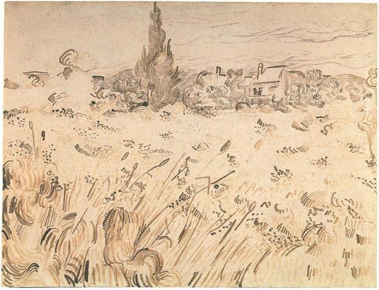 Пшеничне поле з кипрарисами, 1889 - Вінсент Ван Гог