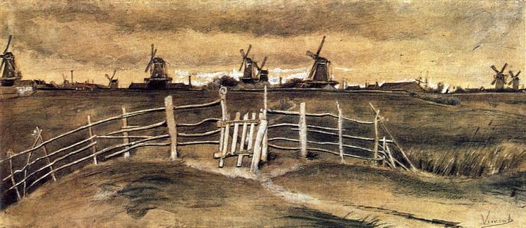 Windmils at Dordrecht, 1881 - 梵谷