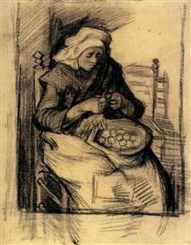Woman Peeling Potatoes - Винсент Ван Гог