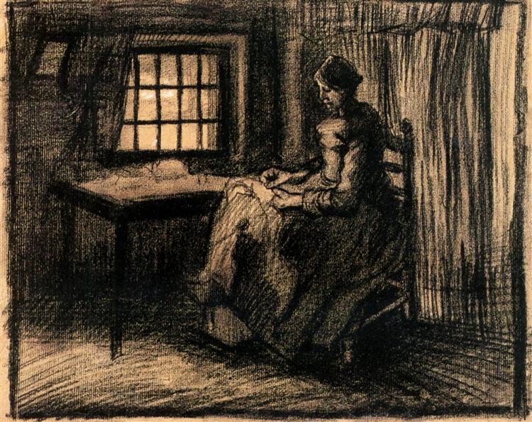 Woman Sewing, 1885 - 梵谷