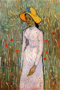 Young Girl Standing Against a Background of Wheat - Vincent van Gogh