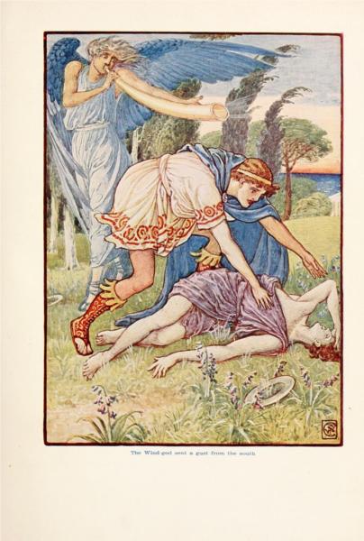 The wind - God sent a gust from the South - Walter Crane