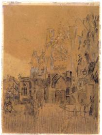 Dieppe, Study No. 2, Facade of Saint-Jacques Tower - Walter Richard Sickert