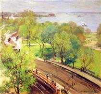 Battery Park, Spring - Willard Leroy Metcalf
