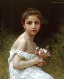 Girl bouquet - William Adolphe Bouguereau