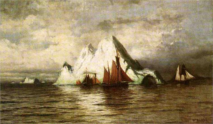 Fishing Boats and Icebergs - William Bradford