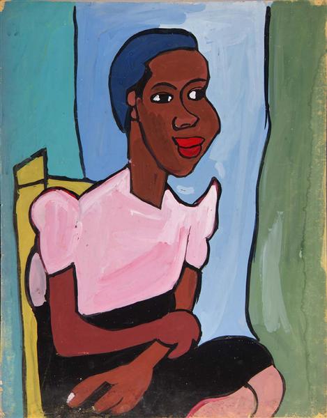Woman with Pink Blouse in Yellow Chair, 1940 - William H. Johnson