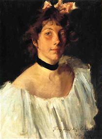 Portrait of a Lady in a White Dress (aka Miss Edith Newbold) - William Merritt Chase