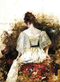 Portrait of a Woman - The White Dress - Уильям Меррит Чейз
