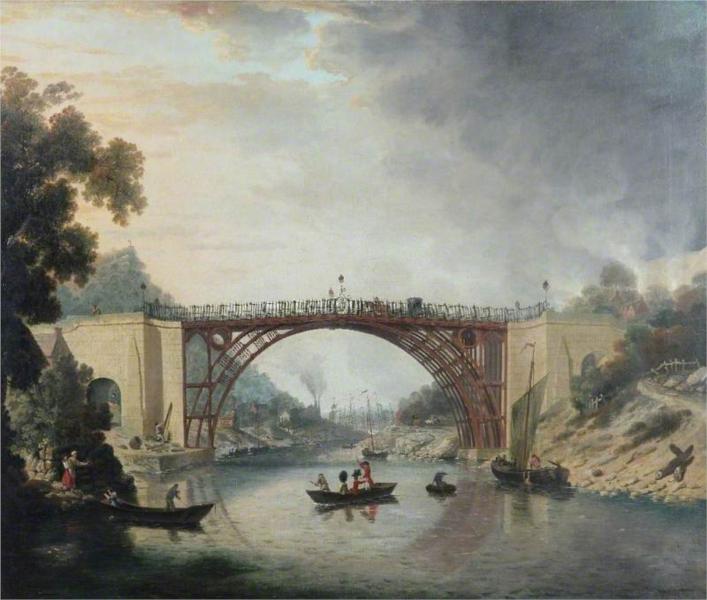 The Cast Iron Bridge near Coalbrookdale, 1780 - William Willams