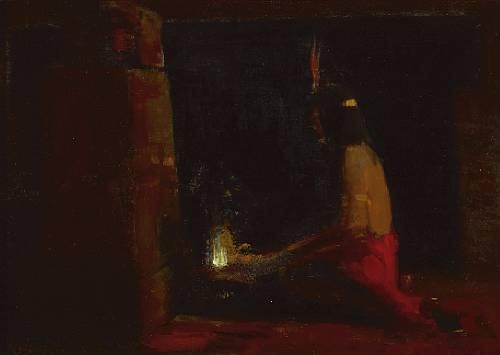 Hopi Indian at a hearth, 1896 - Xavier Martinez