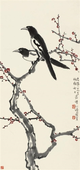Magpie and Plum - Xu Beihong