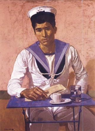 Sailor on pink background - Yiannis Tsaroychis