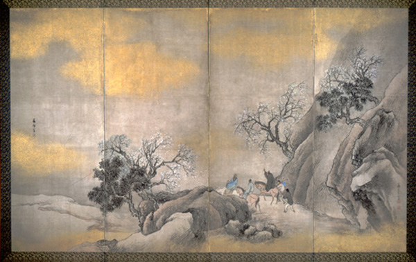 Travelers on Horseback on a Mountain in Spring, 1770 - 與謝蕪村