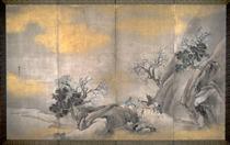 Travelers on Horseback on a Mountain in Spring - 與謝蕪村