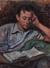 Alexander Serebryakov, reading a book - Sinaida Jewgenjewna Serebrjakowa