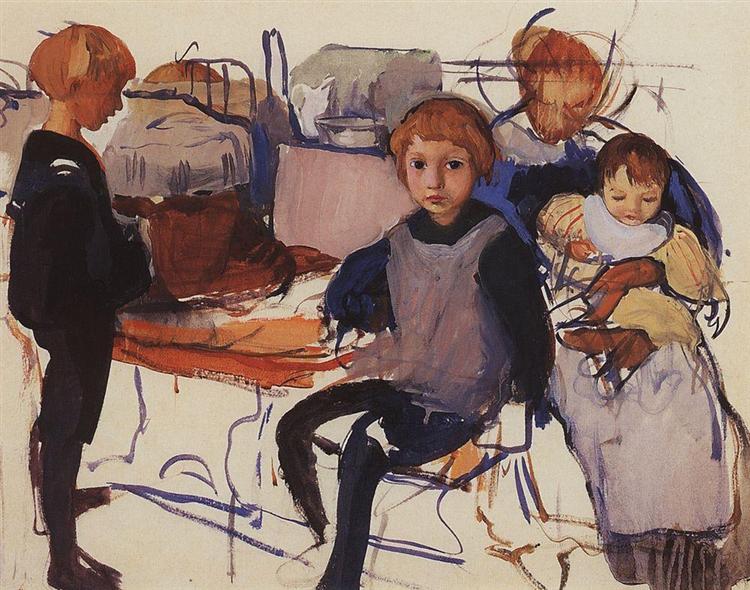 In the nursery. Neskuchnoye, 1913 - Zinaïda Serebriakova
