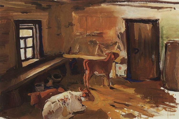 Neskuchnoye. Calf house., c.1910 - Zinaida Serebriakova