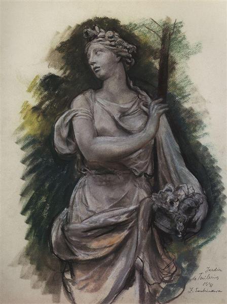 Скульптура в Тюильри, 1941 - Зинаида Серебрякова